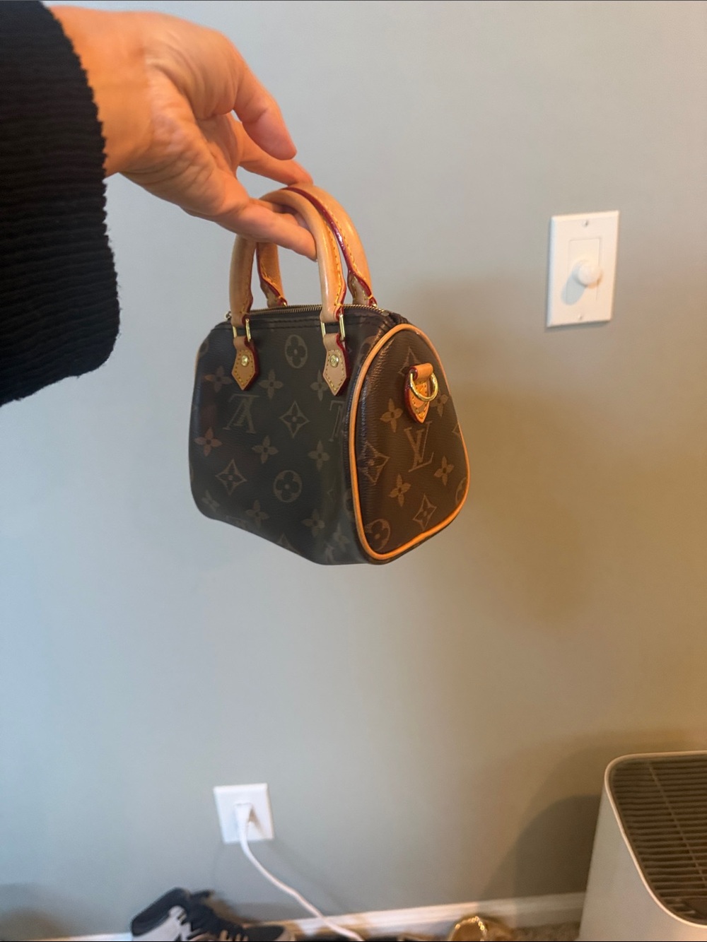 Classic Monogram Mini Satchel Handbag in Brown - Picture 2 of 3